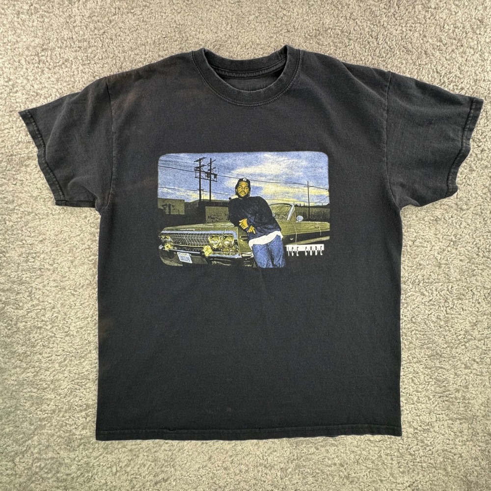 Ice Cube Graphic T-Shirt Black Lowrider Rap Tee bleached faded Distressed Mens M